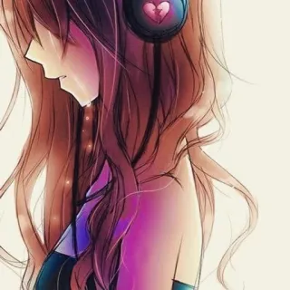 🌨 dd6d0764 Anime, Mädchen, traurig, Kopfhörer, gebrochenes Herz whatsapp sticker