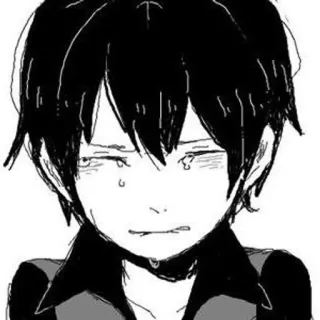 🌨 eef57e07 weinen, traurig, Anime, Manga, Tränen, Schwarzweiß whatsapp sticker