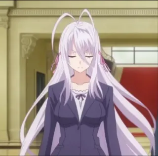 😞 1873cf34 anime, woman, long hair, serious, jacket whatsapp sticker