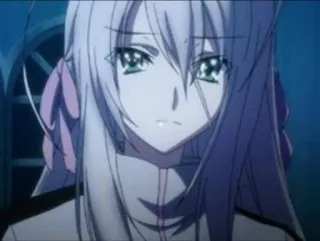 🥺 1d187ccf anime, girl, sad, long hair, grey hair, bow whatsapp sticker