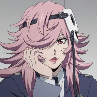 🎭 57b1e5e3 Shion Karanomori Psycho-Pass Anime, Psycho-Pass, Shion Karamori, rambut merah muda, wanita telegram sticker