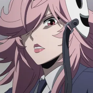 🎭 95b44f85 Yuri Honjo High-Rise Invasion Anime, Rambut pink, Topeng, Gadis, High-Rise Invasion telegram sticker