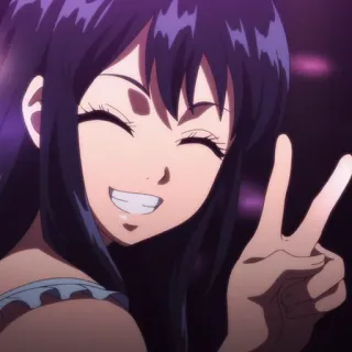 🎭 d5990098 Anime, Gadis, Tanda perdamaian, Senyum telegram sticker