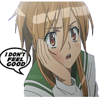 🤕 7440967f I DON'T FEEL GOOD anime, pegatina, chica, enferma, dibujos animados telegram sticker