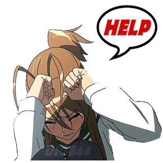🆘 915c82d7 HELP Anime, Chica, Angustiada, Suplicando, Ayuda, Dibujo animado telegram sticker