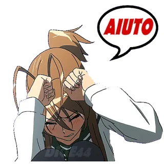 🆘 87629bd4 AIUTO Anime, Chica, Ayuda, Angustiada, Dibujo animado, Ilustración telegram sticker