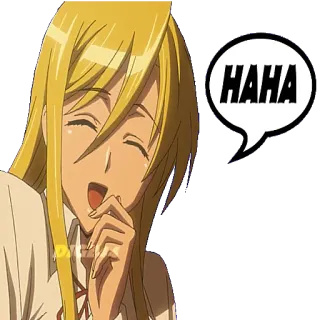 😂 a439a5bd HAHA anime, risa, jaja, mujer, pelo rubio, dibujos animados telegram sticker