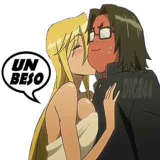 😘 674debed UN BESO bacio, anime, romantico, cartone animato whatsapp sticker