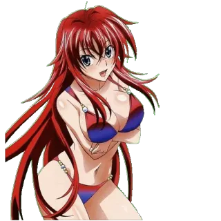 ๐ 19064ac8 Rias Gremory High School DxD anime, fanart, red hair, bikini, waifu whatsapp sticker