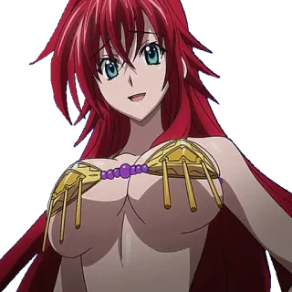 ๐ 2b7cf1b2 Rias Gremory High School DxD anime, red hair, woman, cartoon, smiling whatsapp sticker