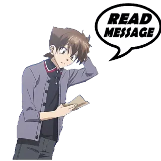 ๐ช 2fb6cde4 READ MESSAGE anime, boy, message, reading, thinking whatsapp sticker
