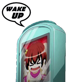 โฐ 43ece6ba WAKE UP anime, girl, cryosleep, cartoon whatsapp sticker