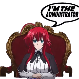 ๐ค 4c446194 Rias Gremory High School DxD I'M THE ADMINISTRATOR anime, Rias Gremory, administrator, high school dxd, red hair whatsapp sticker
