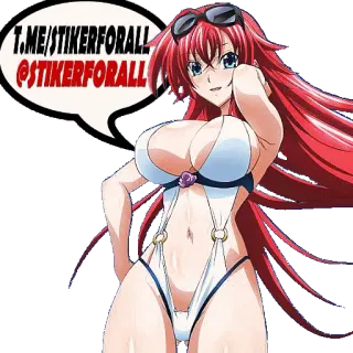 ๐ธ 5ee5869f T.ME/STIKERFORALL
@STIKERFORALL anime, woman, red hair, swimsuit whatsapp sticker