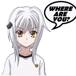 ๐ 6b146114 WHERE ARE YOU? anime, girl, question, expression whatsapp sticker
