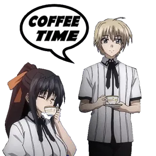 โ๏ธ a8aff3a0 COFFEE TIME anime, coffee, drink, characters, conversation whatsapp sticker