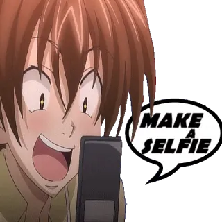 ๐คณ a9580ed2 MAKE A SELFIE anime, selfie, speech bubble, excited, manga, funny whatsapp sticker