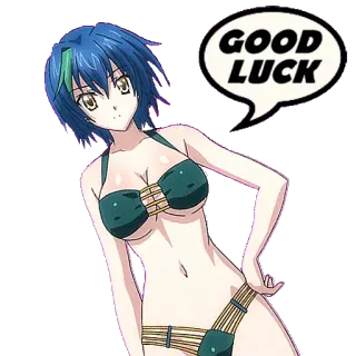 ๐ b684a7f2 GOOD LUCK anime girl, bikini, good luck, cartoon, sticker whatsapp sticker
