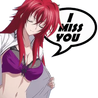 ๐ ba387ff5 I MISS YOU anime, girl, red hair, sexy, miss you, message, female whatsapp sticker