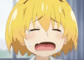 😭 43fdfb33 crying, anime, sad, tears, yellow hair whatsapp sticker