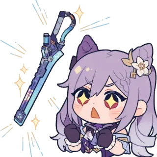 🤩 38e2b60b Keqing Genshin Impact Keqing, Genshin Impact, anime, video game, fofo, adesivo, espada telegram sticker