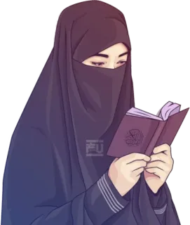 🧕 55fb015f musulman, femme, hijab, islam, religieux, lecture, coran whatsapp sticker