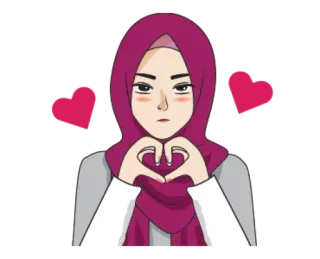 ❤️ 9f74d151 kobieta, hidżab, miłość, serce, kreskówka, muzułmanin telegram sticker