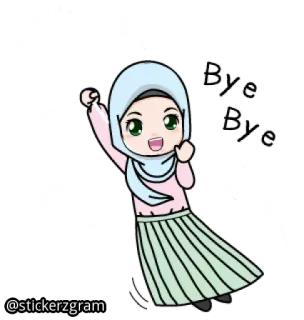 👋 91f0f054 Islam, Muslim, Hijab, Kartun, Gadis, Anime whatsapp sticker