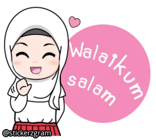 ☺️ ef1aa785 Walaikum salam muslim, gadis, hijab, islami, salam whatsapp sticker