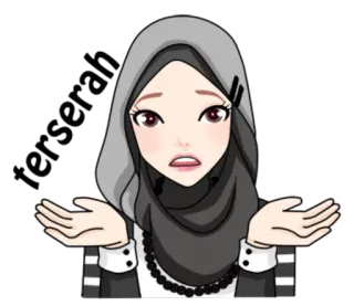 😊 118e1045 头巾, 女性, 贴纸, 困惑, 穆斯林 telegram sticker