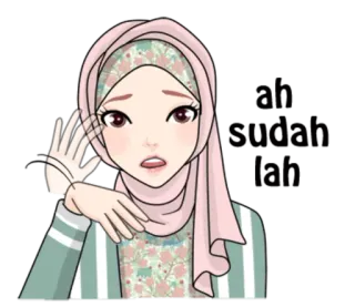 🙂 3da1b1f5 头巾, 穆斯林, 女性, 卡通, 贴纸, 动漫 telegram sticker