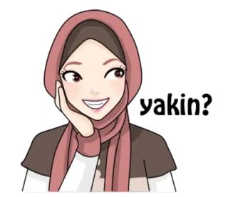 ❓ 54449916 女人, 头巾, 穆斯林, 伊斯兰教, 卡通, 肖像 telegram sticker