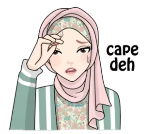 😅 73221eab 头巾, 穆斯林, 女人, 眼泪, 伤心, 哭泣 telegram sticker