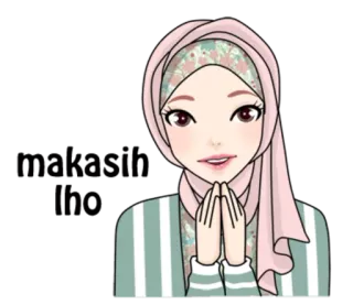 🙏 7e35af8b 头巾, 穆斯林, 女性, 伊斯兰教, 问候, 卡通, 贴纸 telegram sticker