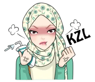 😤 969e2148 头巾, 生气, 恼火, 女孩, 难过, 卡通 telegram sticker