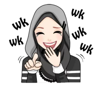 😆 c05e381d 头巾, 穆斯林, 女性, 笑, 卡通, 女孩 telegram sticker