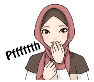 😬 d0627884 卡通, 女性, 头巾, 穆斯林, 伊斯兰教, 角色, 女性 telegram sticker