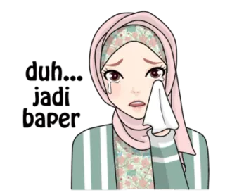 😢 deaaa105 哭泣, 悲伤, 女人, 头巾, 眼泪 telegram sticker