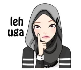 🙄 e0d0d90b 女人, 头巾, 卡通, 思考, 穆斯林 telegram sticker