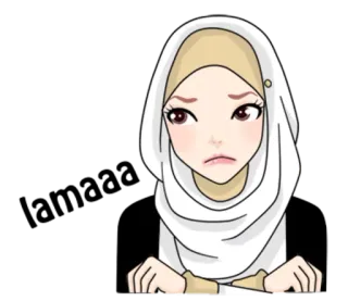 😒 f748a5da 头巾, 穆斯林, 女性, 卡通, 伊斯兰教 telegram sticker