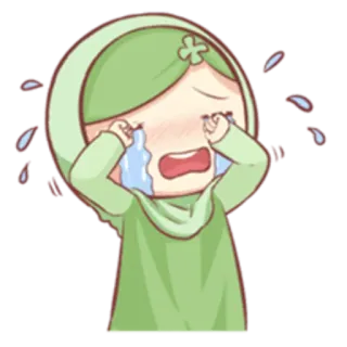 😭 5b5b43b5 llorando, triste, lágrimas, dibujos animados, chica, hiyab telegram sticker