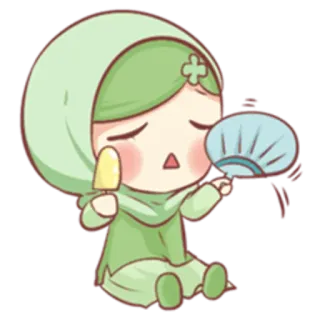 ☀ a8fff56b Dibujos animados, Chica, Hiyab, Helado, Fan telegram sticker