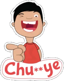 😛 84ef3a3d Chu**ye cartone animato, personaggio, sticker, occhiolino, indicare telegram sticker