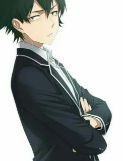 ⛓ 0fff59bf Anime, Postać, zadowolony z siebie, uczeń, strój formalny, styl anime, portret telegram sticker