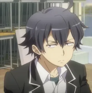 🍺 70336b21 Hachiman Hikigaya My Teen Romantic Comedy SNAFU anime, kreskówka, postać, chłopak, wyraz telegram sticker