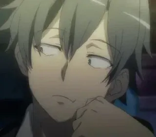 🍶 98e14ffc Anime, Postać, Chłopak, Uśmiechający się złośliwie, Myślący telegram sticker