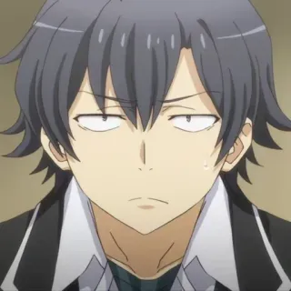 🤨 e2c33a54 Hachiman Hikigaya My Teen Romantic Comedy SNAFU Anime, Postać, Hachiman Hikigaya, SNAFU, Oregairu, Wyraz twarzy, Zadowolony telegram sticker