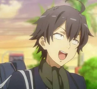 ⛓ f3e7e518 Hachiman Hikigaya Oregairu Anime, Postać, Uśmieszek, Hachiman Hikigaya, Oregairu, Wyraz twarzy telegram sticker