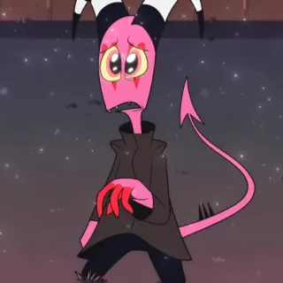 😱 e3e992d5 Blitzo Helluva Boss 小恶魔, 卡通, 动画, 恶魔, 悲伤 telegram sticker