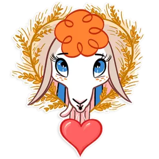 😘 7b2d7e8e แกะ, สัตว์, หัวใจ, การ์ตูน, น่ารัก, สติกเกอร์ telegram sticker